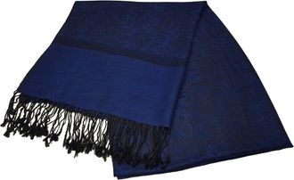 World of Shawls Jacquard Paisley Design Soft Pashmina Feel Scarf Stole Wrap Luxurious and Warm (Navy/Black)