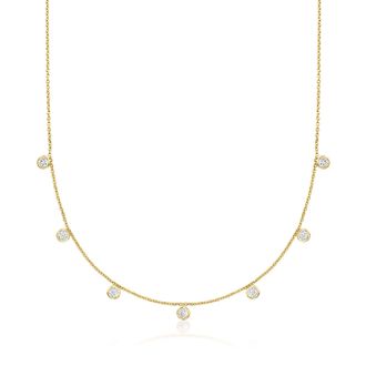 Ross-Simons Bezel-Set Diamond Drop Station Necklace in 14kt Yellow Gold
