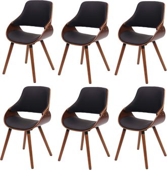 Hhg Hhg - Nunca Usado] Juego De 6 Sillas De Comedor 563, Silla De Cocina Silla, Dise&ntilde;o Retro, Imitaci&oacute;n De Cuero Negro