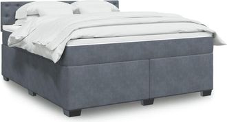 vidaXL Vidaxl - Cama Box Spring Con Colch&oacute;n Terciopelo Gris Oscuro 180x200 Cm