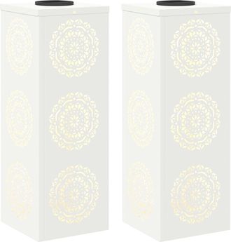 vidaXL Luz De Camino Led Solar 2 Uds. Blanco C&aacute;lido 18 X 18 X 50 Cm Vidaxl