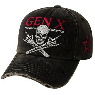 Generic GEN X Badass Skull Cap, Bold Generation X Baseball Hat with Skull & Crossbones, Generation X Tribute Gear, Adjustable Unisex Vintage Streetwear for Me