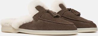 Scarosso Lucrezia Mules in Deep Taupe - Suede Fur at Nordstrom, Size 37.5
