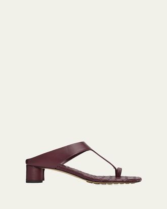 Bottega Veneta 40mm Livia Leather Kitten-Heel Thong Sandals