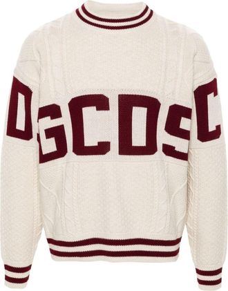 GCDS Band-logo sweater - men - Wool/Acrylic - M - Neutrals