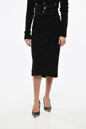 Balenciaga Longuette in Maglia Lurex con Zip e Spacco Posteriore Balenciaga