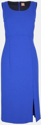 HUGO BOSS Womens Demboka Scoop Neck Sleeveless Midi Dress in Bright Blue - Size 10 UK