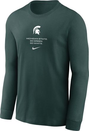 Nike Michigan State Sideline Slogan Nike Mens Dri-FIT College Long-Sleeve T-Shirt in Green | 02EW3EYMST-H2B