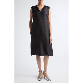 Maison Margiela Silk Satin Midi Dress in Black at Nordstrom, Size 40