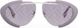 Fendi FE40042U81U Geometric Semi-Rim Sunglasses - Purple