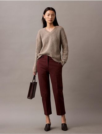 Calvin Klein Womens Cotton Stretch Straight Fit Chino Pants - Brown - 4