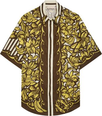 Alemais Alemais Mona Printed Hemp Shirt - Yellow - 10 (UK10 / S)