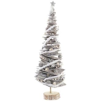 DKD Home Decor &Aacute;rbol De Navidad Dkd Home Decor Natural Abedul Nevado 34 X 34 X 102 Cm