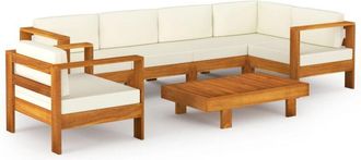 vidaXL Vidaxl - Conjunto De Jard&iacute;n 7 Piezas Con Cojines 100x60 Cm Madera De Acacia