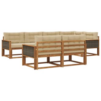 vidaXL Conjunto De Sof&aacute;s De Exterior Con Coj&iacute;n 7 Pcs Natural Y Beige Vidaxl
