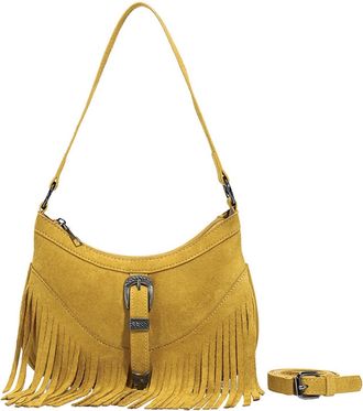 Generic Vintage Autumn Winter Womens Crossbody Bag - Scrub Leather Shoulder Handbag with Tassel for Casual Use(Yellow)