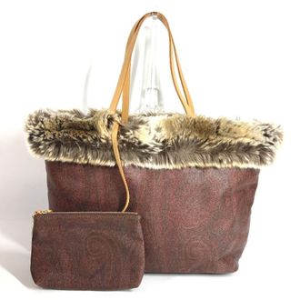 Etro Brown Pvc Leather Handbag Pouch Shoulder Bag Tote Bag (Pre-Owned)