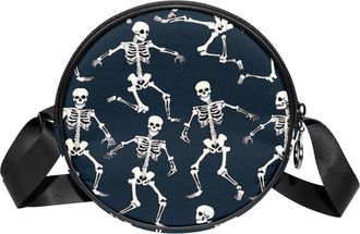 Generic Circle Crossbody Bag for Women, Skeleton Small Sling Bag Daypack with Zipper Adjustable Shoulder Straps Casual Ladies Girls Round Purse