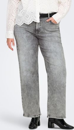 Only Carmakoma High-waist-Jeans ONLY CARMAKOMA CARWILLY HW WIDE DNM TAI0918, Damen, Gr. 42, L&auml;nge 32, grau (grau denim), Denim/Jeans, Obermaterial: 92% Baumwolle, 6%