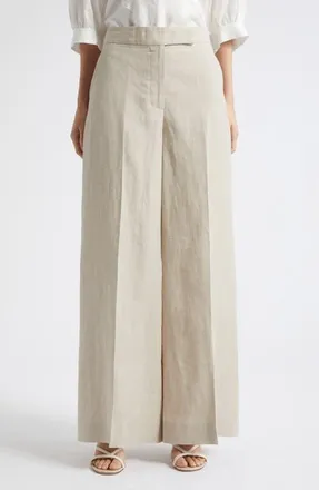 Reiss Kit Wide Leg Linen Pants in Neutral at Nordstrom, Size 10