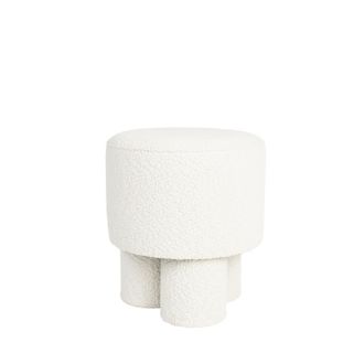 DRAWER Taburete redondo de tela boucl&eacute; &oslash;40cm - Blanco