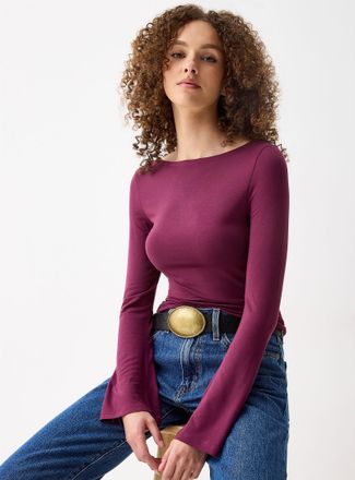 Twik Womens Flared sleeves boat-neck T-shirt