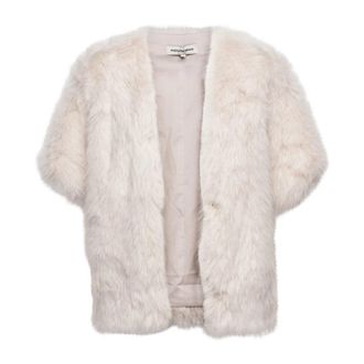 &Co Woman Chique Imitatiebont Gilet - Dames - Jassen - Beige - S - Polyester - Jassen