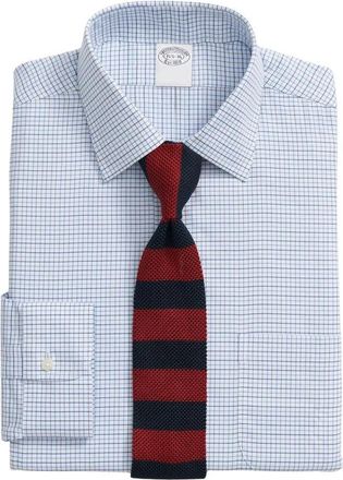 Brooks Brothers Regular Fit Non-Iron Performance Dress Shirt met Ainsley Kraag - Heren - Zakelijke Overhemden - Blauw - L - Katoen - Overhemden