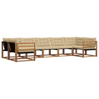 vidaXL Conjunto De Sof&aacute;s De Exterior Con Coj&iacute;n 7 Pcs Natural Y Beige Vidaxl