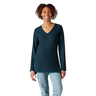 Smartwool Womens Shadow Pine V Neck Rib Sweater - Twilight Blue Heather