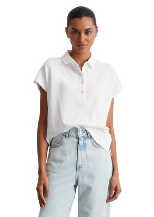 Marc O'Polo Poloshirt MARC OPOLO, Damen, Gr. L, weiss (wei&szlig;), Jersey, Obermaterial: 100% Baumwolle, oversize, Shirts Poloshirt, oversized, aus leichtem Jersey