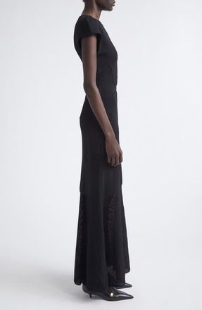 Proenza Schouler Maissa Stretch Crepe & Mesh Gown in Black at Nordstrom, Size X-Small