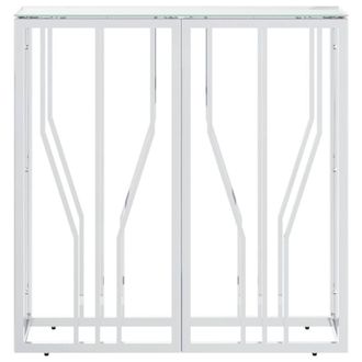 Berkfield Home Decorative Console Table 70x30x70 cm Stainless Steel & Glass in Silver | Size: 70 x 30 x 70 cm