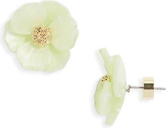 Nordstrom Floral Statement Stud Earrings in Mint- Gold at Nordstrom