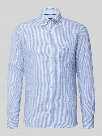 Fynch-Hatton Fynch-Hatton Slim Fit Leinenhemd mit Button-Down-Kragen in Royal, Gr&ouml;&szlig;e 3XL