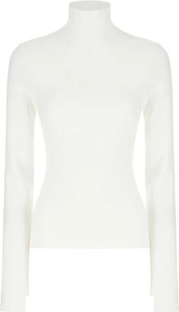 Courr&egrave;ges Interlock Mockneck Trui - Dames - Coltruien - Wit - M - Polyester - Truien & Vesten
