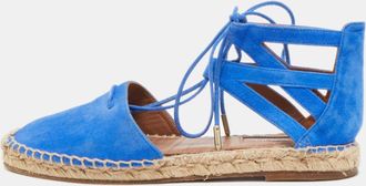 Aquazzura Blue Suede Belgravia Espadrille Flats