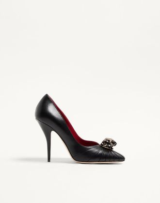 Valentino Garavani D&eacute;collet&eacute; Panthea In Capretto 105Mm Donna NERO 36.5