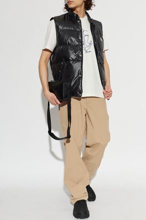 Moncler T-shirt With Embroidered Pattern, Mens, Cream