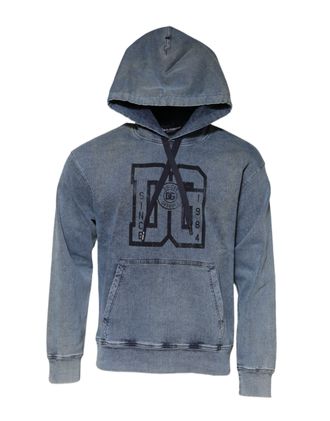 Dolce & Gabbana Blue Cotton Blend Hooded Sweatshirt Mens Sweater