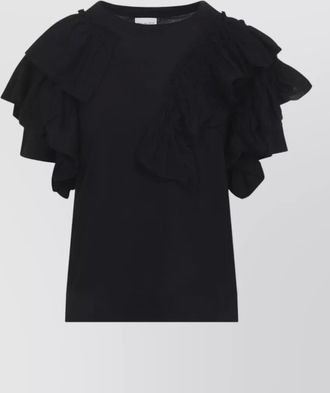 Dries Van Noten humey jersey t shirt round neckline ruffles