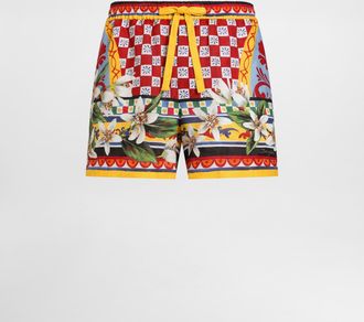 Dolce & Gabbana Carretto-print Linen Bermuda - Man Pants And Shorts Multicolor 50