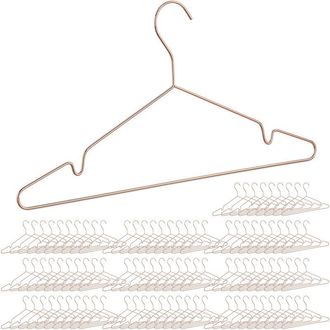 Relaxdays Relaxdays Pack De 100 Perchas Ropa Antideslizantes, Metal, Dorado Rosa, 21 X 42 X 0,3 Cm