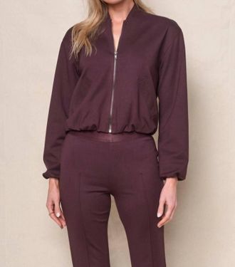 Stateside Luxe Ponte Bomber Jacket In Cabernet
