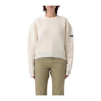 Balenciaga Round-neck Knitwear, female, White, Size: L Crewneck Knit Sweater