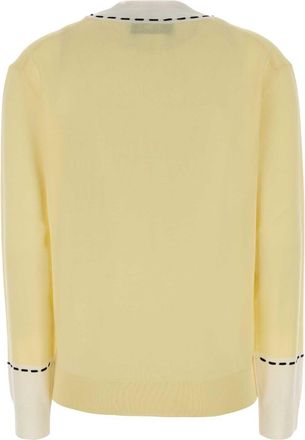 Fendi Womens Yellow Wool Blend Sweater Chips+white Maglieria