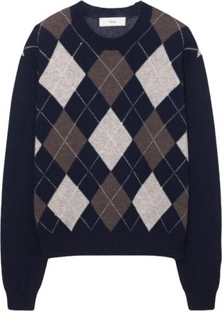 Dunst Argyle Ronde Hals Trui - Heren - Ronde hals truien - Blauw - L - Wol - Truien & Vesten