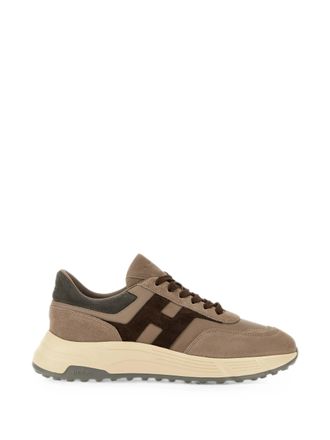 Hogan Taupe Suede Leather Low-Profile Sneakers