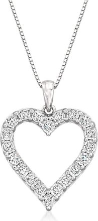 Ross-Simons Diamond Open-Space Heart Pendant Necklace in Sterling Silver