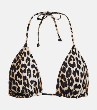 Ganni Leopard-print bikini top